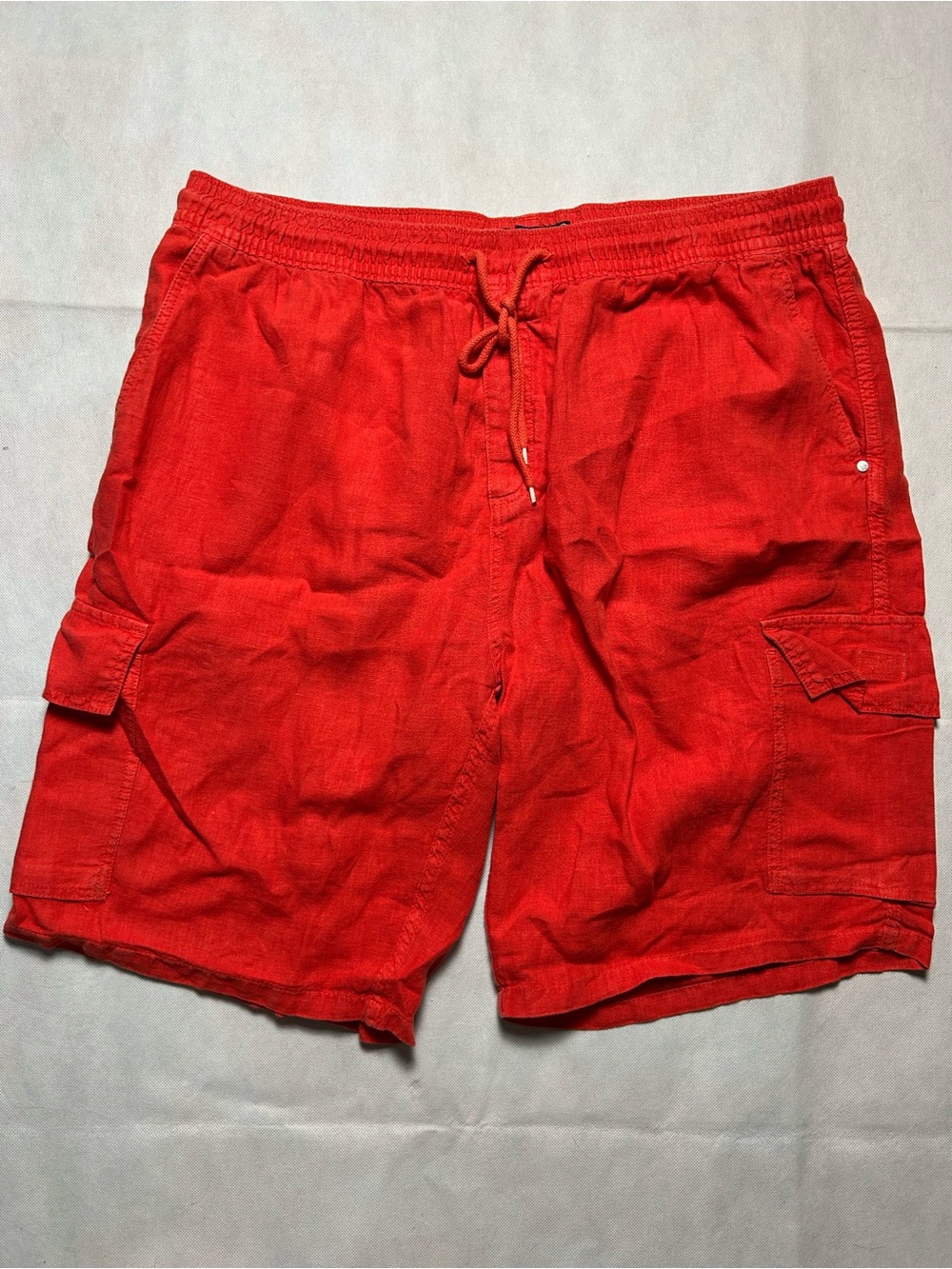 Vilebrequin reddish orange linen cargo shorts size XXXL